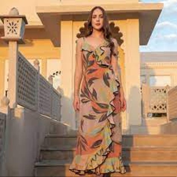 Anthropologie Dresses & Skirts - Anthropologie Bhanuni JYOTI Kathryn Ruffled Wrap Maxi Dress 2 Petite